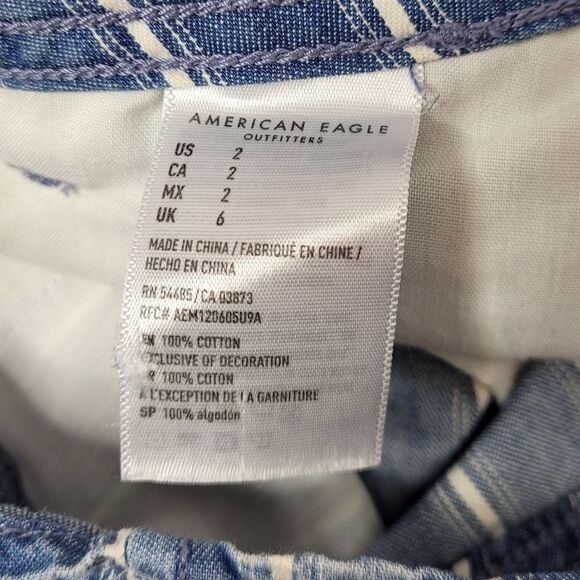 AMERICAN EAGLE striped super high waisted paper bag‎ cuffed shorts 2 - Picture 7 of 9